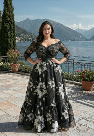 Giustina Black and White Gown