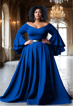 Idia Plus Size Evening Gown In Royal Blue