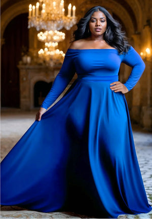 Margaret Plus Size Evening Gown In Royal Blue