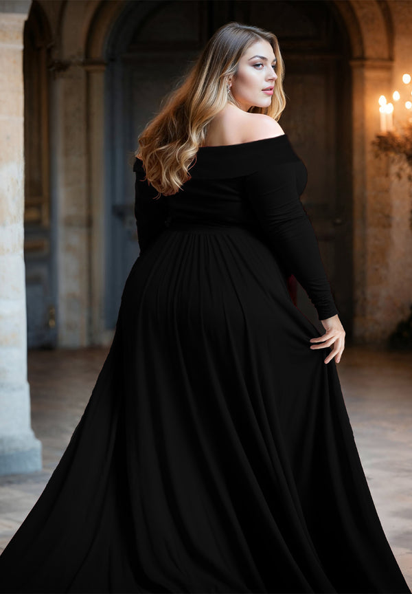 big size black dress solid Ladivine 7496C DRESS Black / 22