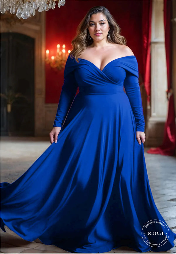 blue long dress plus size Marie Gown in Royal Lady Gaga reflects on trendy velvet mini dress for 2025 fashion This top is structured Color:Orange-8