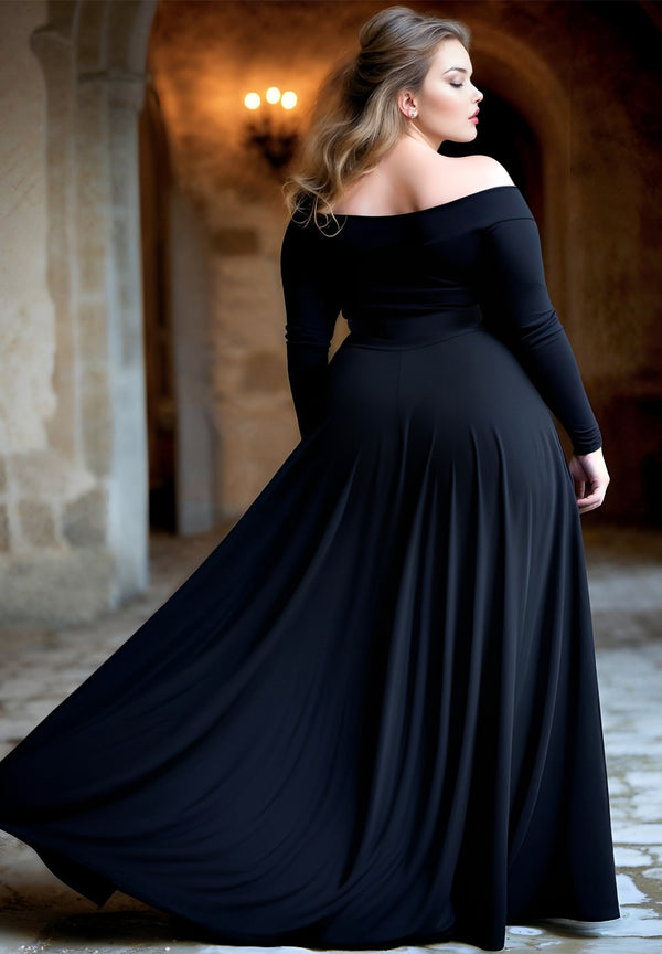 Roxelana Plus Size Evening Gown In Black