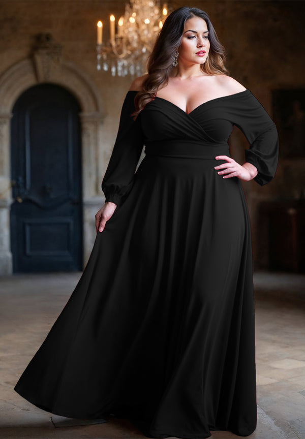 Tomyris Plus Size Evening Dress in Black - Main Image