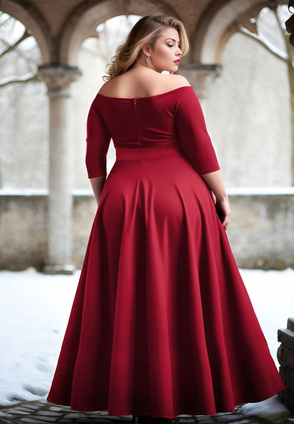 Veronique Off Shoulder Gown In Red Veronique Off Shoulder Gown In Red