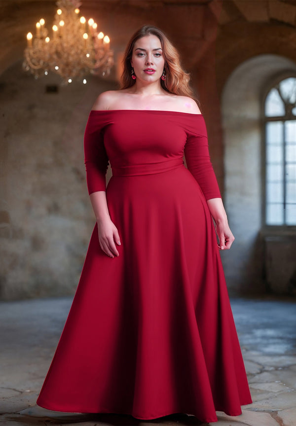Veronique Off Shoulder Gown In Red Veronique Off Shoulder Gown In Red