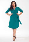 Turquoise plus size dress with wrap top