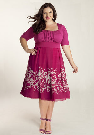 Pink plus size below knee dress
