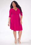 Plus size below knee pink dress