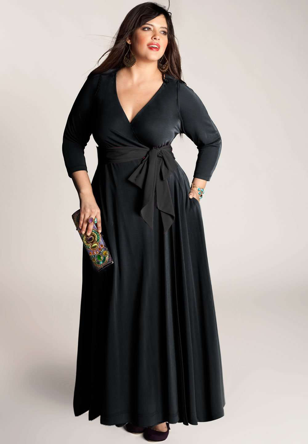 Plus size wrap Black dress | IGIGI.com Plus size wrap Black dress | IGIGI.com