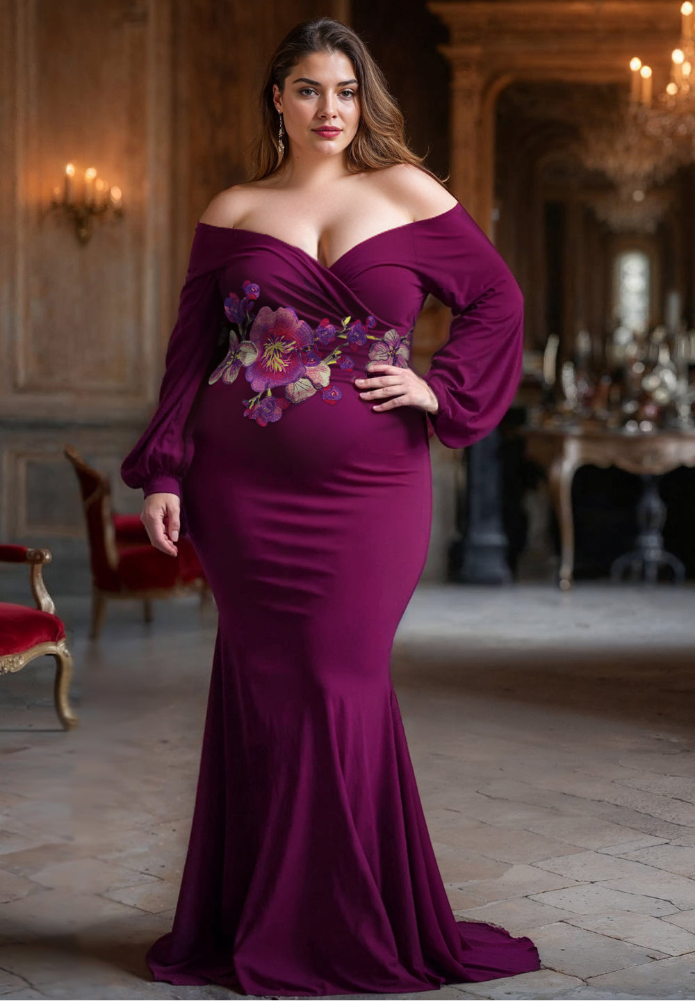 Antoinette Plus Size Gown In Orchid - Main Image