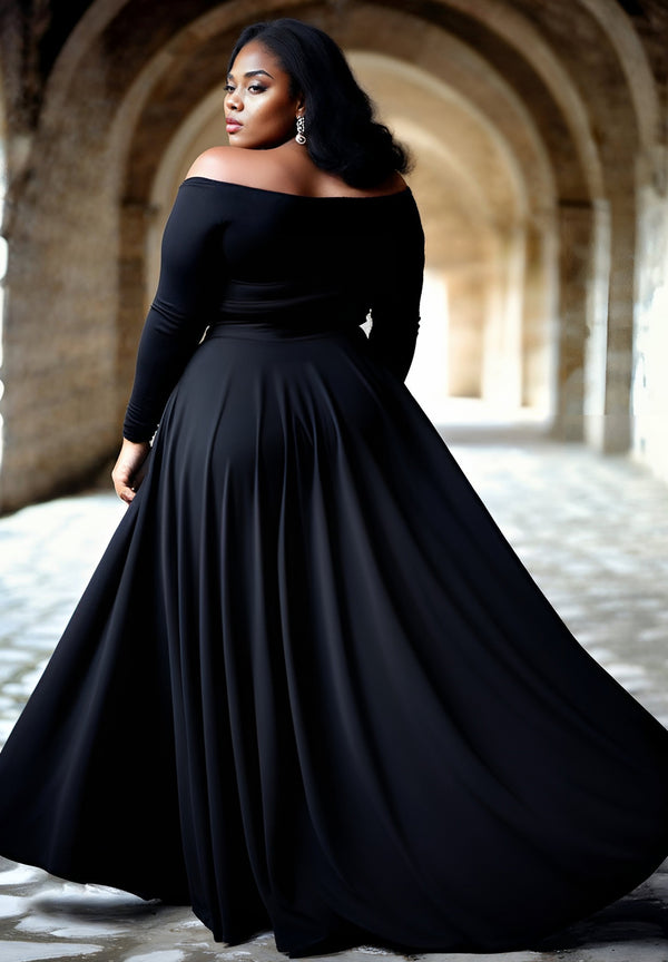 Berenice Plus Size Evening Gown in Black