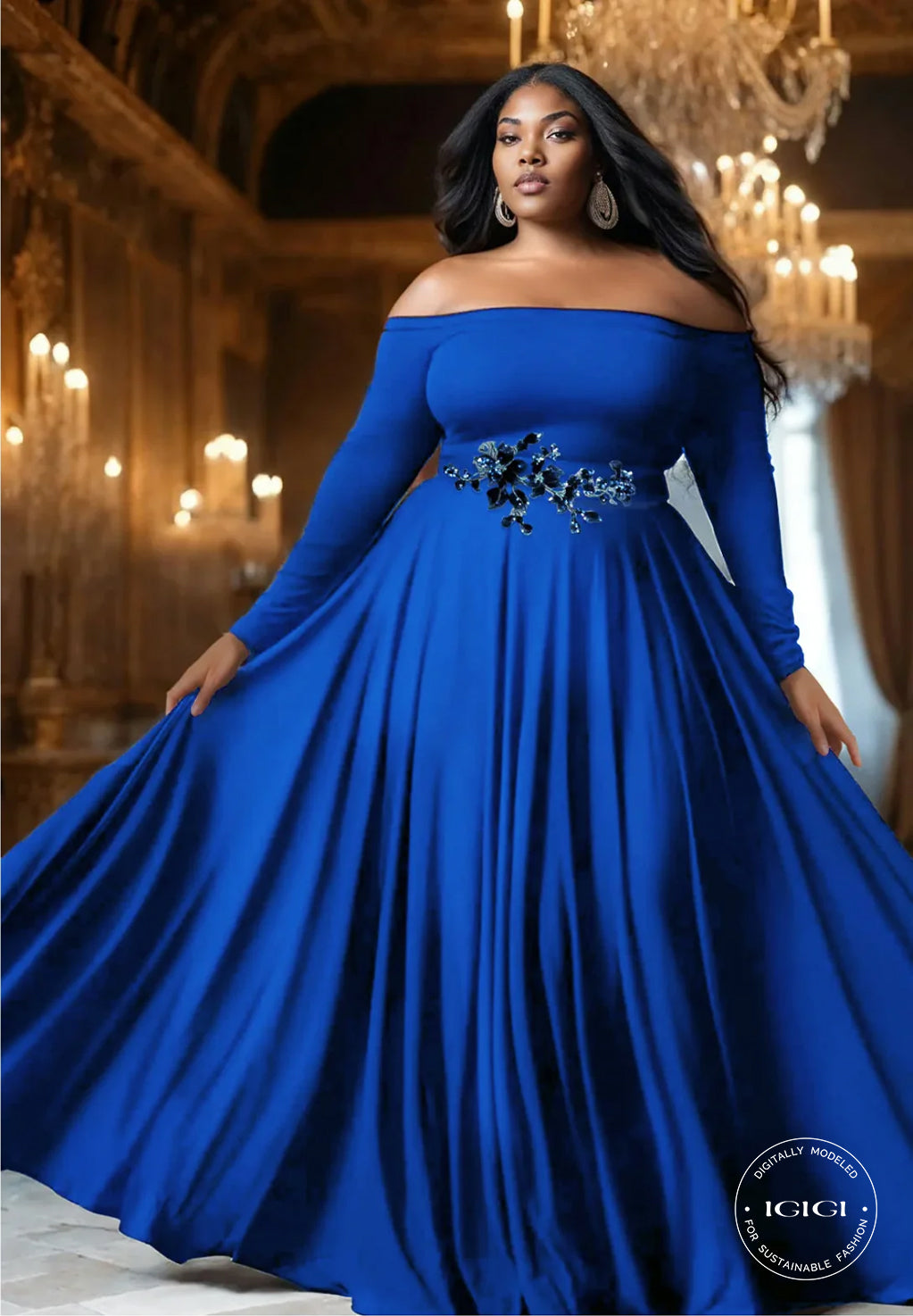 royal blue plus size maxi dress Berenice Evening Gown in Flowy Winter Wedding Dress COATS - CLASSIC w/ EARS Color:Dark Red stretch dress features