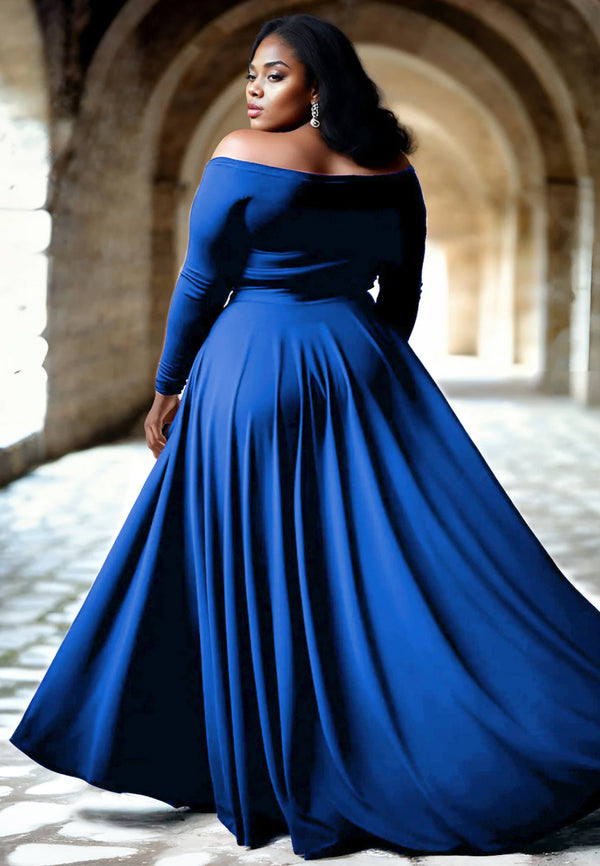 Berenice Plus Size Evening Gown in Royal Blue