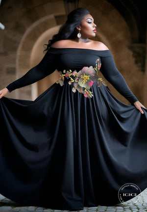 Catherine Plus Size Evening Gown In Black