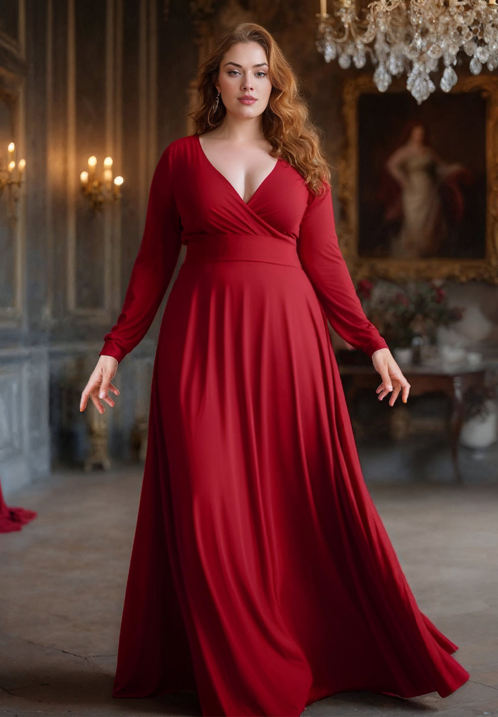 Eleanor Plus Size Gown In Deep Red Eleanor Plus Size Gown In Deep Red