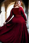 Elizabeth Plus Size Evening Dress In Bordeaux