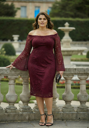 Eva Burgundy Lace Dress