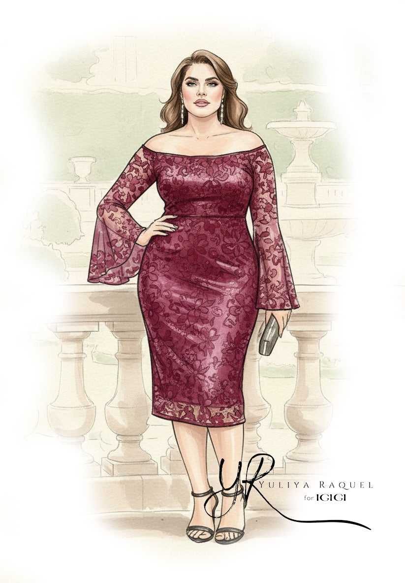 Eva Burgundy Lace Dress