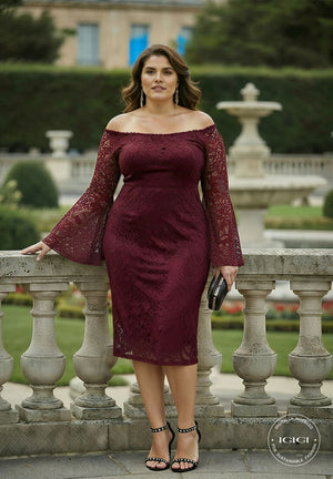 Eva Burgundy Lace Dress