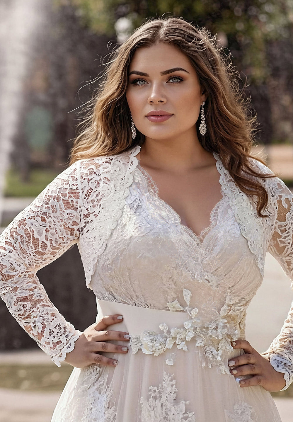 Frederika Plus Size Lace Wedding Gown In Ivory