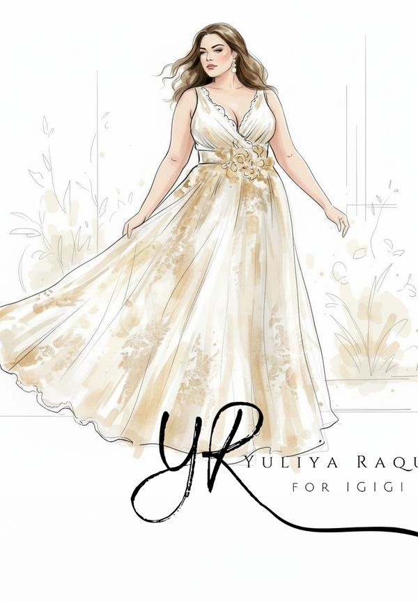 Frederika Plus Size Lace Wedding Gown In Ivory