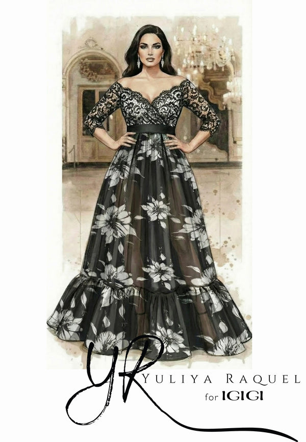 Giustina Black and White Gown