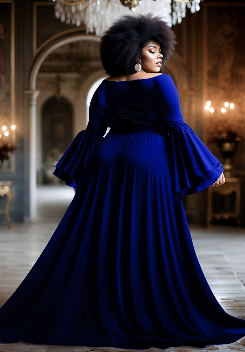 Plus size Evening Dresses V-Neck Long Sleeves A-LINE Floor-Length Gown 2024  ever pretty