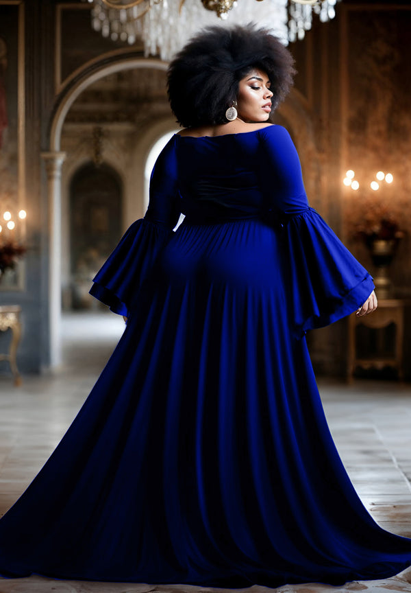 Idia Plus Size Evening Gown In Royal Blue