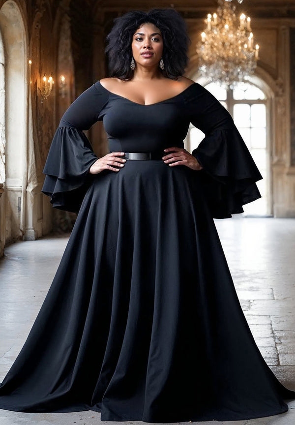 Idia Plus Size Evening Gown In Black