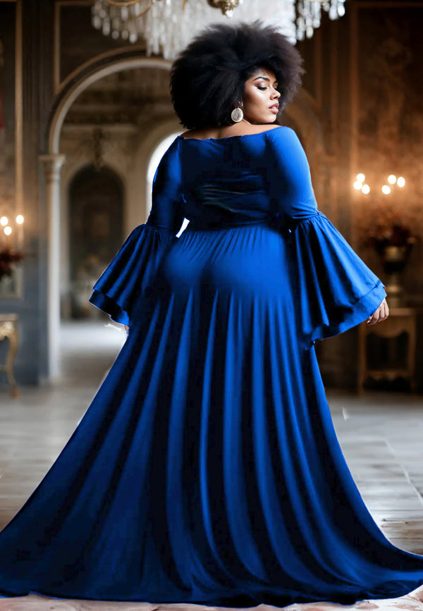 Idia Plus Size Evening Gown In Royal Blue
