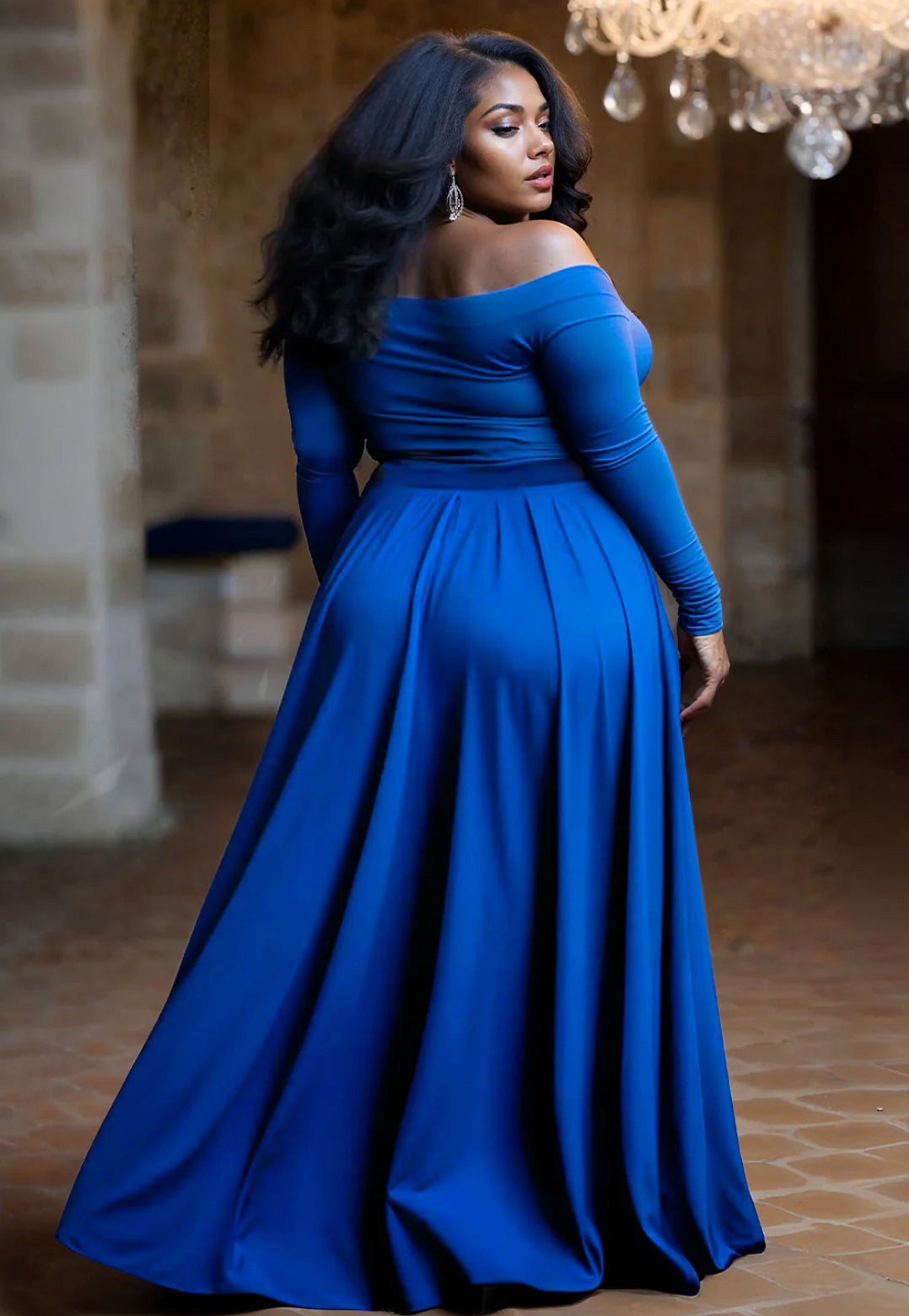 Margaret Plus Size Evening Gown In Royal Blue