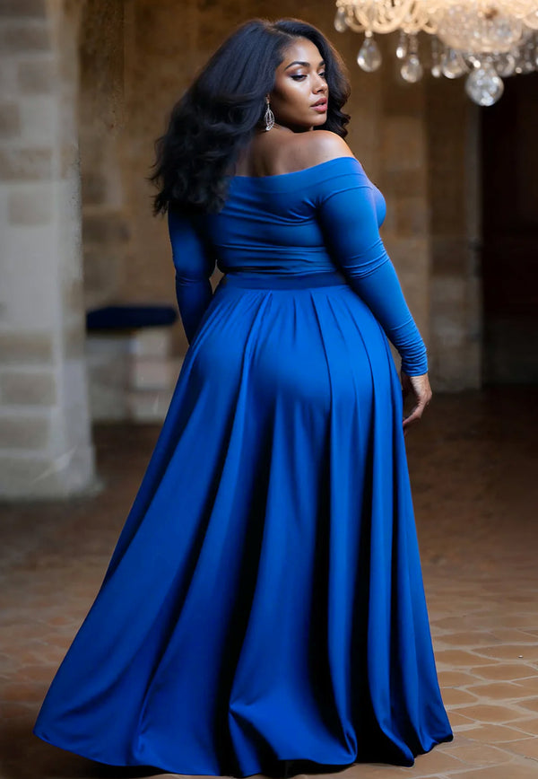 Margaret Plus Size Evening Gown In Royal Blue