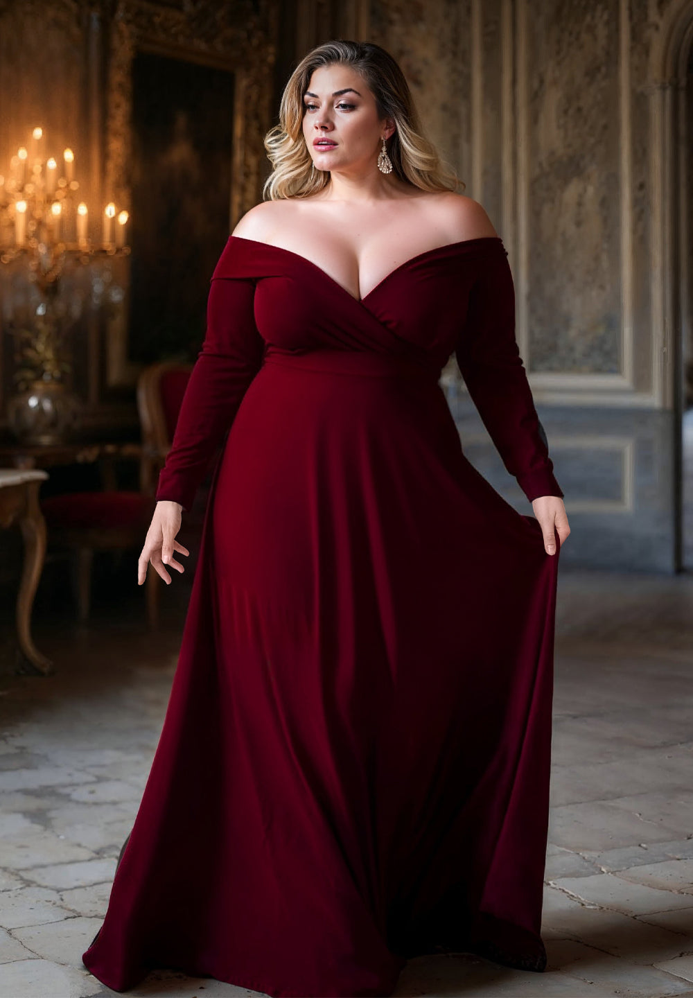 Marie Plus Size Gown In Bordeaux Marie Plus Size Gown In Bordeaux