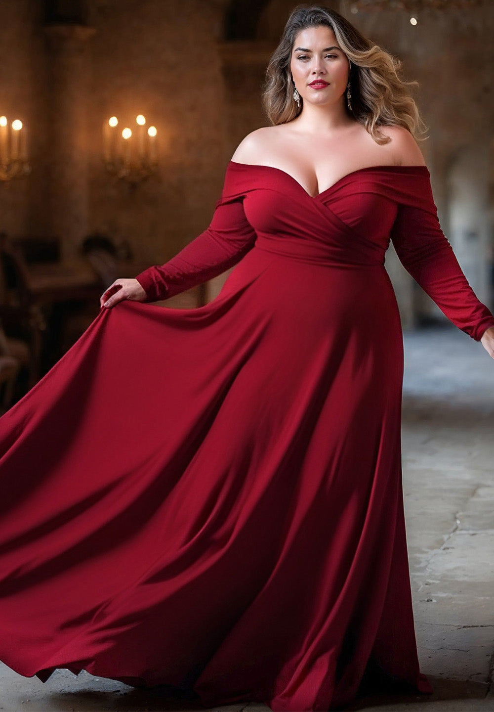 Florencita - Deep Red One-Shoulder Sequin Gown with Mermaid Train – A&N  Luxe Label
