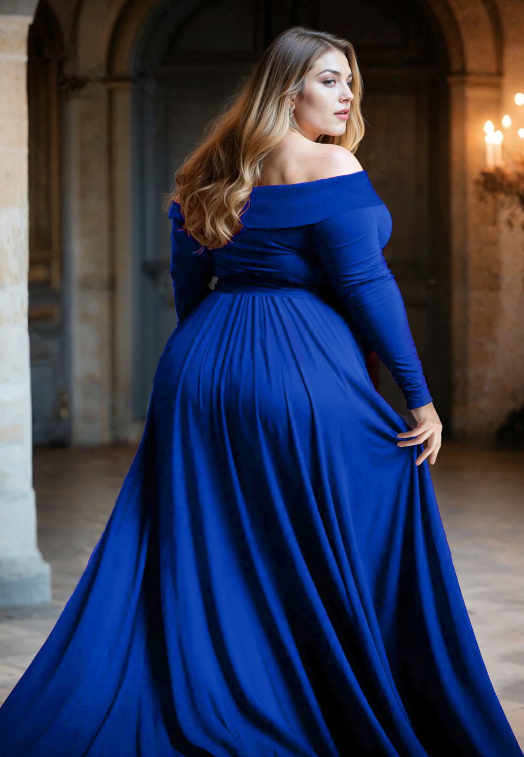 Marie Plus Size Gown in Royal Blue