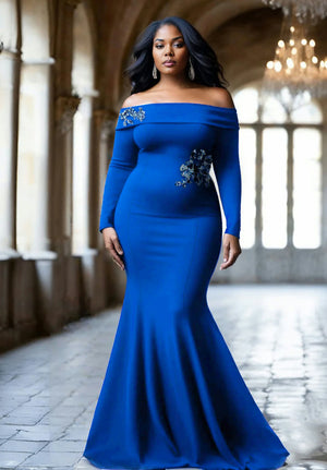 Nefertiti Plus Size Gown In Royal Blue