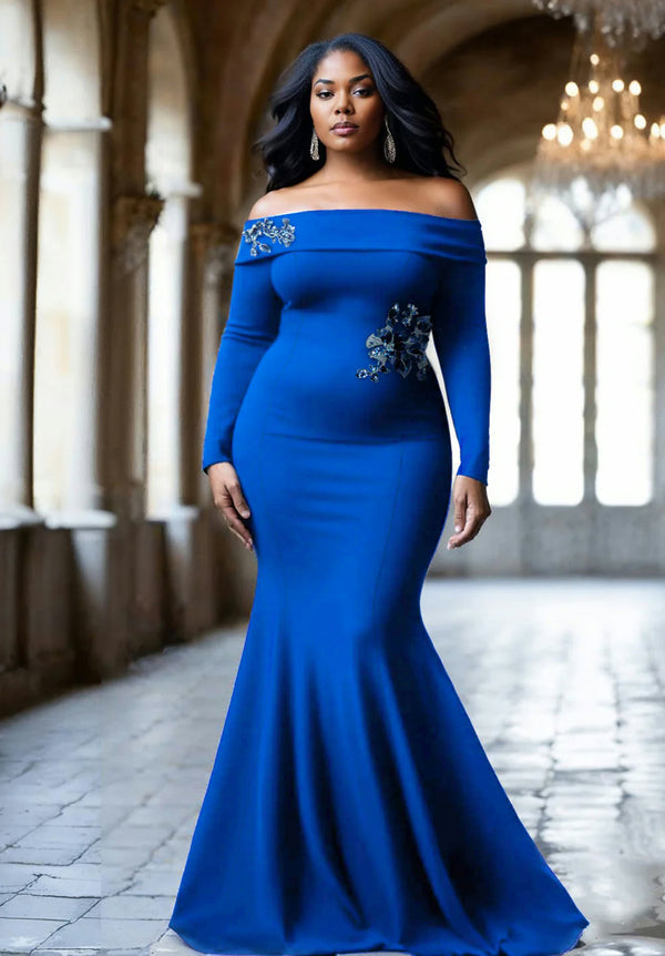 Nefertiti Plus Size Gown In Royal Blue