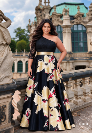 Sabine Gown in Black Floral