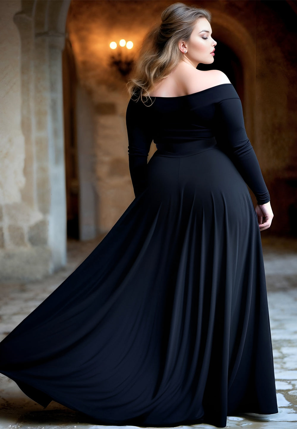 Roxelana Plus Size Evening Gown in Black Roxelana Plus Size Evening Gown in Black