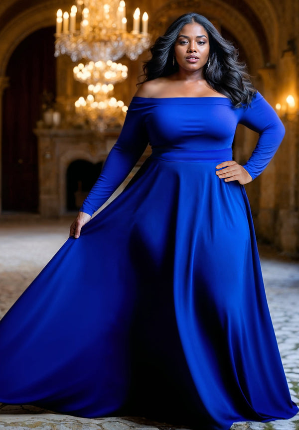 Margaret Plus Size Evening Gown In Royal Blue