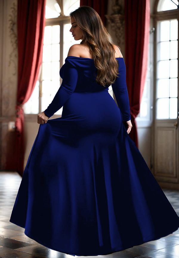 Zenobia Plus Size Evening Dress In Royal Blue