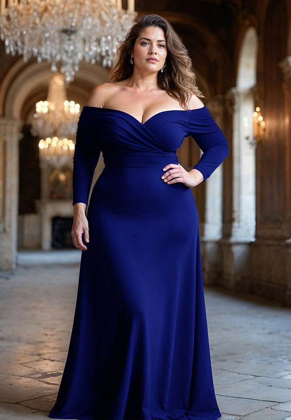 Zenobia Plus Size Evening Dress In Royal Blue