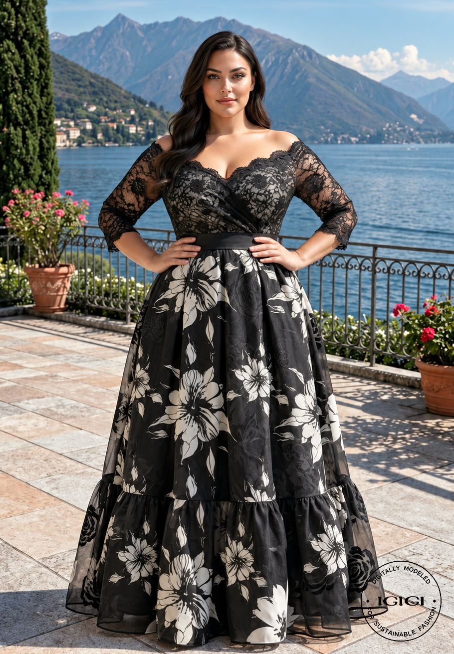 Giustina Black and White Gown