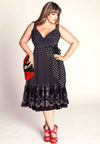 Black plus size dress with white polka dots