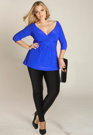 Blue plus size wrap tunic