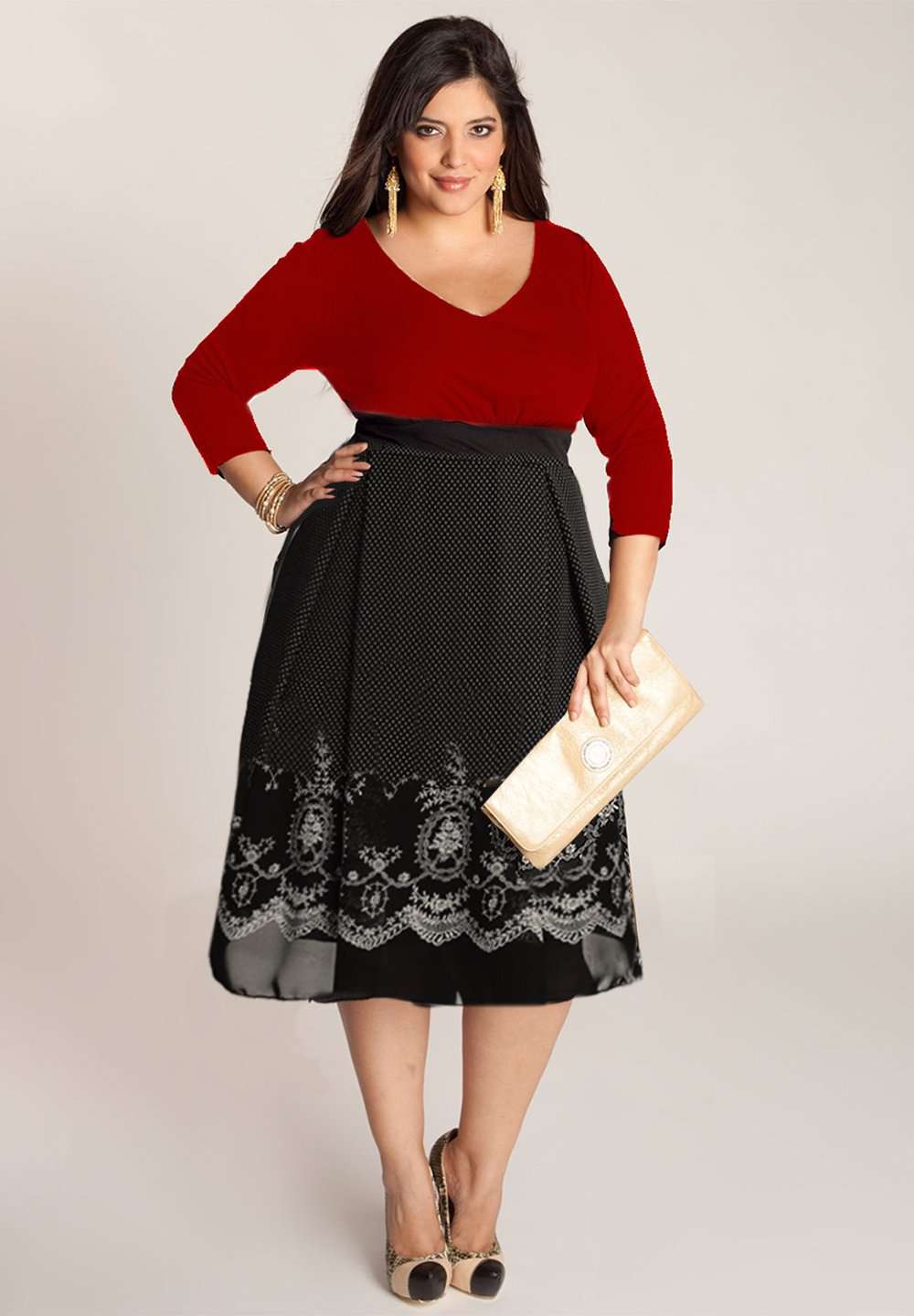 Black and red plus size dress |