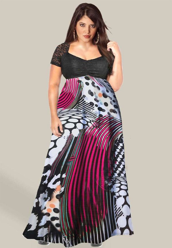 Abstract print chiffon plus size dress | IGIGI.com