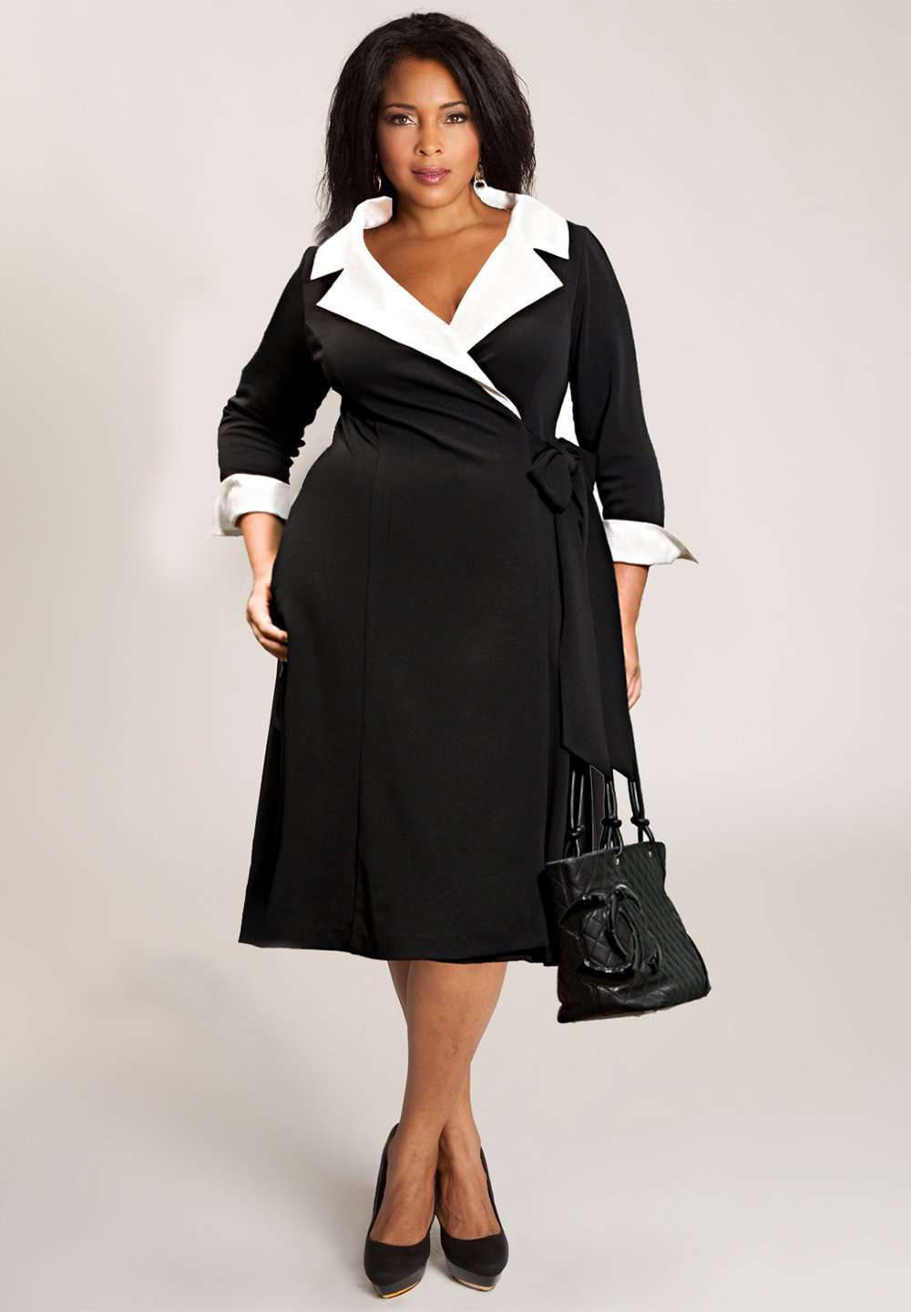 Black and white plus size wrap dress | IGIGI.com Black and white plus size wrap dress | IGIGI.com