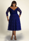 Plus size lace dress in dark blue