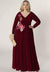 Kate Embroidered Flower Plus Size Dress in Bordeaux (Made To Order)